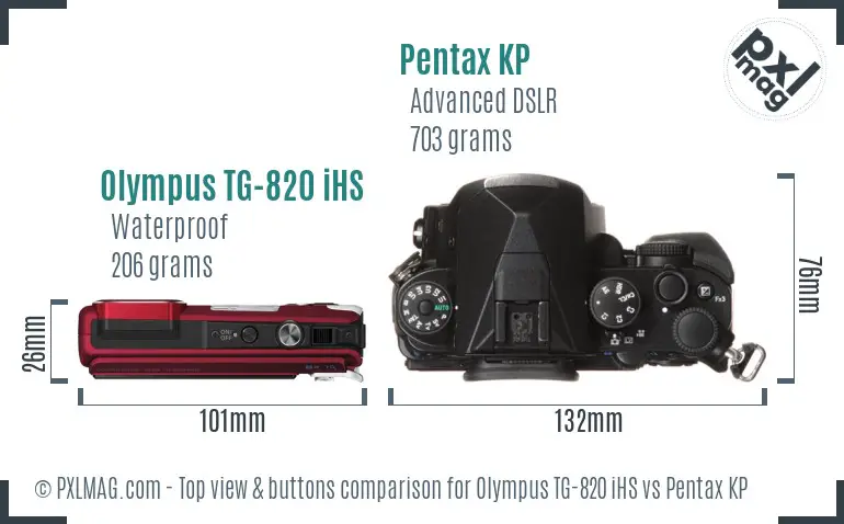 Olympus TG-820 iHS vs Pentax KP top view buttons comparison
