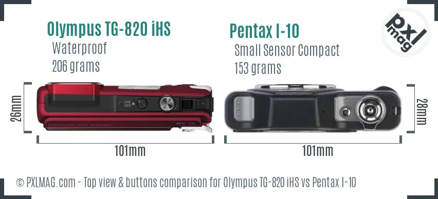 Olympus TG-820 iHS vs Pentax I-10 top view buttons comparison