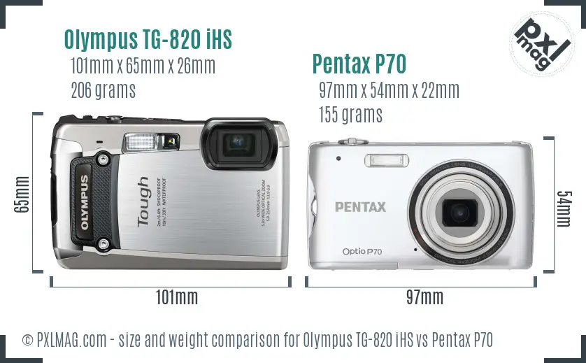 Olympus TG-820 iHS vs Pentax P70 size comparison Olympus TG-820 iHS vs Pentax P70 size comparison