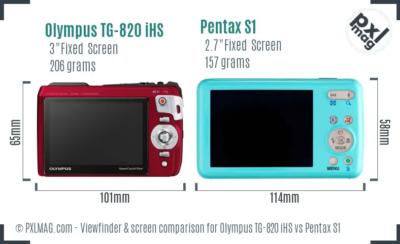 Olympus TG-820 iHS vs Pentax S1 Screen and Viewfinder comparison