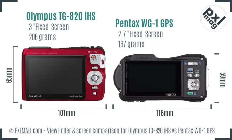 Olympus TG-820 iHS vs Pentax WG-1 GPS Screen and Viewfinder comparison