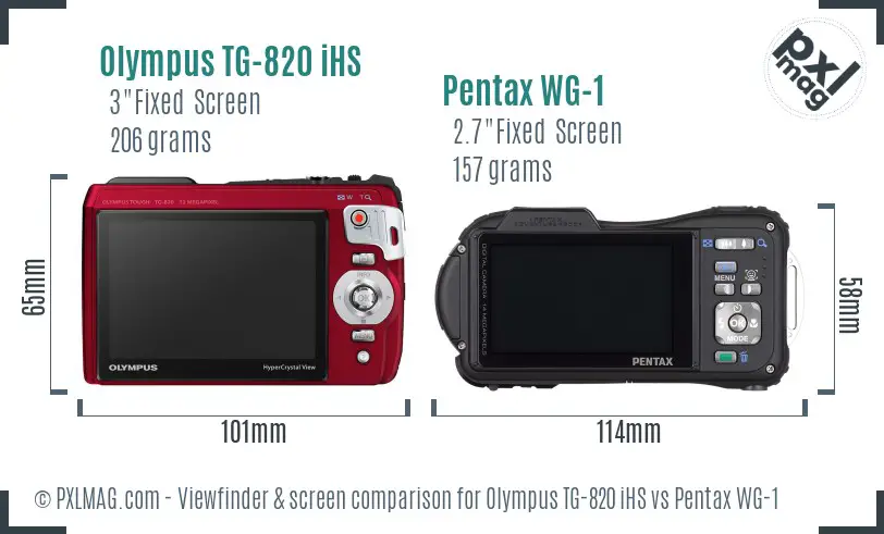 Olympus TG-820 iHS vs Pentax WG-1 Screen and Viewfinder comparison