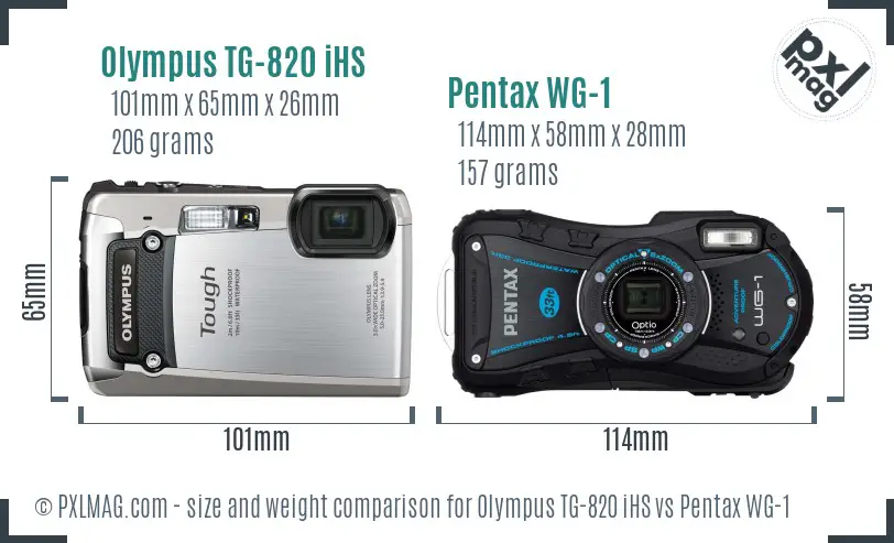 Olympus TG-820 iHS vs Pentax WG-1 size comparison