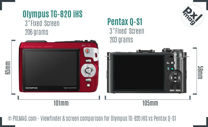 Olympus TG-820 iHS vs Pentax Q-S1 Screen and Viewfinder comparison