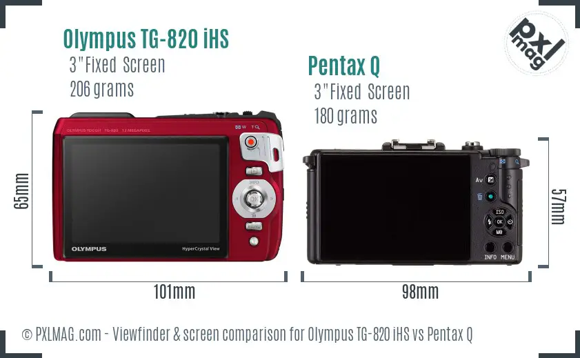 Olympus TG-820 iHS vs Pentax Q Screen and Viewfinder comparison