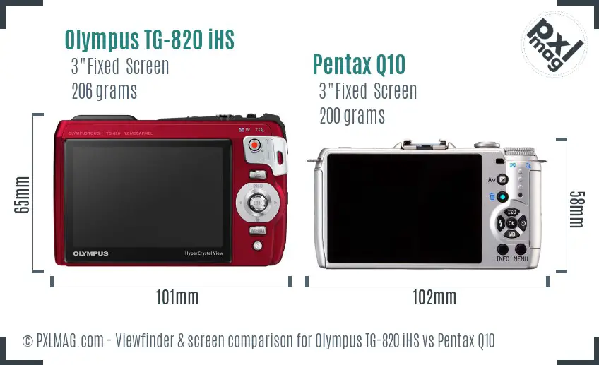 Olympus TG-820 iHS vs Pentax Q10 Screen and Viewfinder comparison