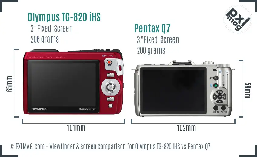 Olympus TG-820 iHS vs Pentax Q7 Screen and Viewfinder comparison