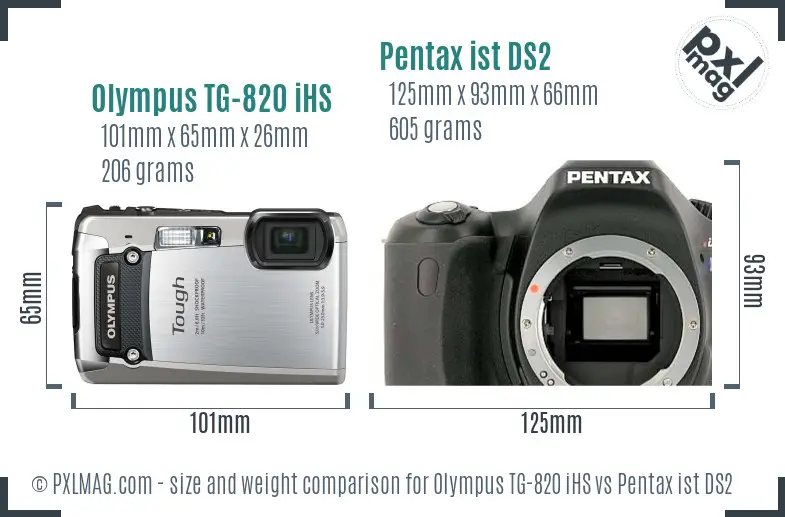Olympus TG-820 iHS vs Pentax ist DS2 size comparison Olympus TG-820 iHS vs Pentax ist DS2 size comparison