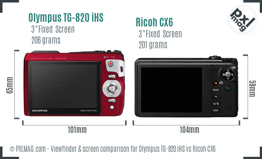 Olympus TG-820 iHS vs Ricoh CX6 Screen and Viewfinder comparison Olympus TG-820 iHS vs Ricoh CX6 Screen and Viewfinder comparison