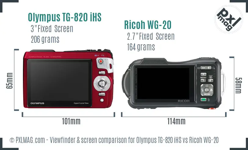 Olympus TG-820 iHS vs Ricoh WG-20 Screen and Viewfinder comparison
