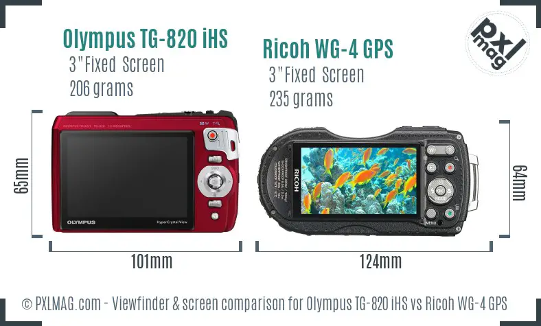 Olympus TG-820 iHS vs Ricoh WG-4 GPS Screen and Viewfinder comparison