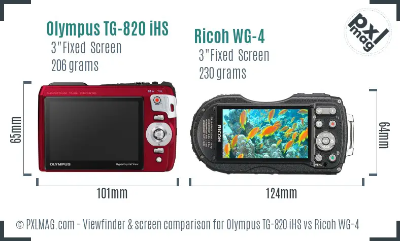 Olympus TG-820 iHS vs Ricoh WG-4 Screen and Viewfinder comparison