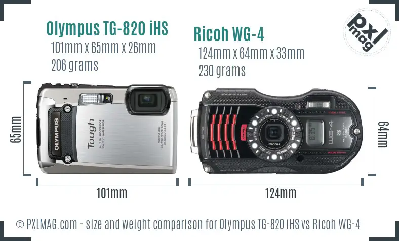 Olympus TG-820 iHS vs Ricoh WG-4 size comparison Olympus TG-820 iHS vs Ricoh WG-4 size comparison