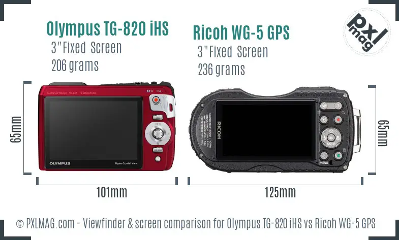 Olympus TG-820 iHS vs Ricoh WG-5 GPS Screen and Viewfinder comparison