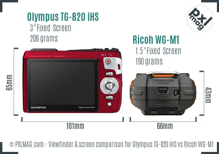 Olympus TG-820 iHS vs Ricoh WG-M1 Screen and Viewfinder comparison