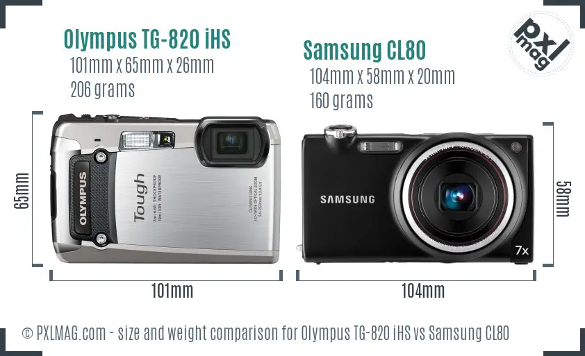 Olympus TG-820 iHS vs Samsung CL80 size comparison