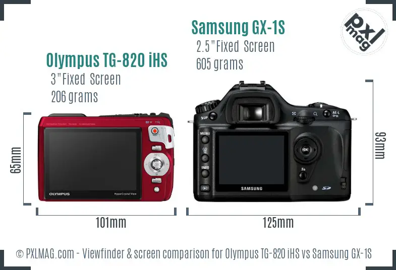 Olympus TG-820 iHS vs Samsung GX-1S Screen and Viewfinder comparison