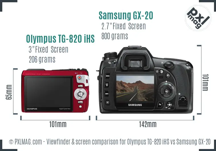 Olympus TG-820 iHS vs Samsung GX-20 Screen and Viewfinder comparison Olympus TG-820 iHS vs Samsung GX-20 Screen and Viewfinder comparison