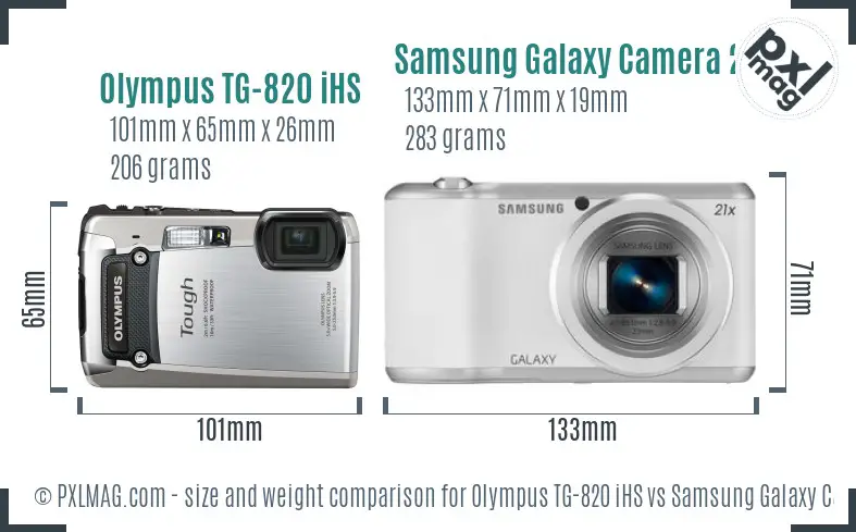 Olympus TG-820 iHS vs Samsung Galaxy Camera 2 size comparison