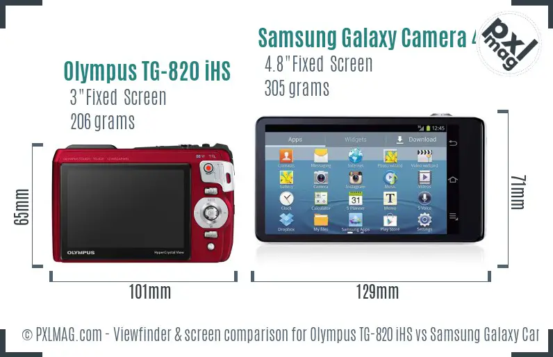 Olympus TG-820 iHS vs Samsung Galaxy Camera 4G Screen and Viewfinder comparison