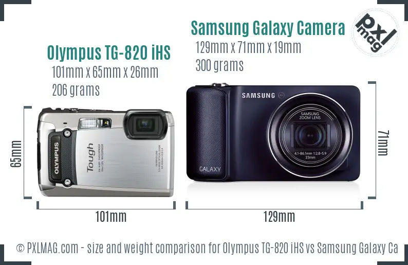 Olympus TG-820 iHS vs Samsung Galaxy Camera size comparison