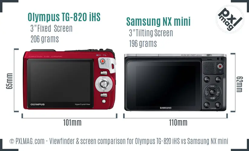 Olympus TG-820 iHS vs Samsung NX mini Screen and Viewfinder comparison Olympus TG-820 iHS vs Samsung NX mini Screen and Viewfinder comparison