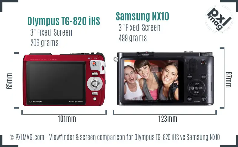 Olympus TG-820 iHS vs Samsung NX10 Screen and Viewfinder comparison