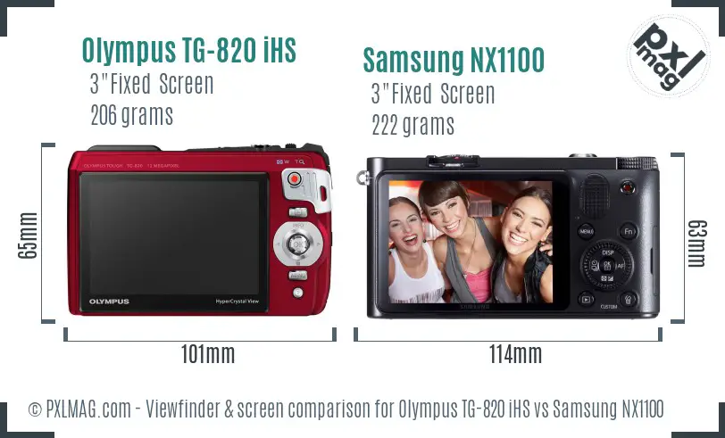 Olympus TG-820 iHS vs Samsung NX1100 Screen and Viewfinder comparison