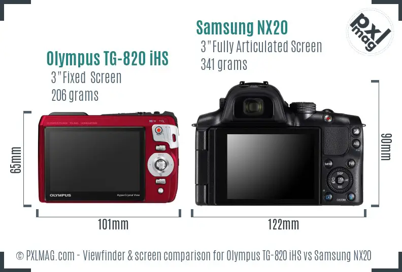 Olympus TG-820 iHS vs Samsung NX20 Screen and Viewfinder comparison