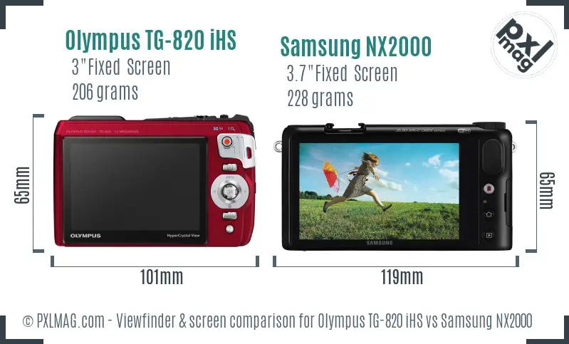 Olympus TG-820 iHS vs Samsung NX2000 Screen and Viewfinder comparison