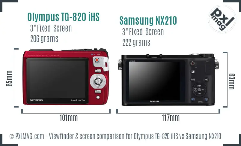 Olympus TG-820 iHS vs Samsung NX210 Screen and Viewfinder comparison