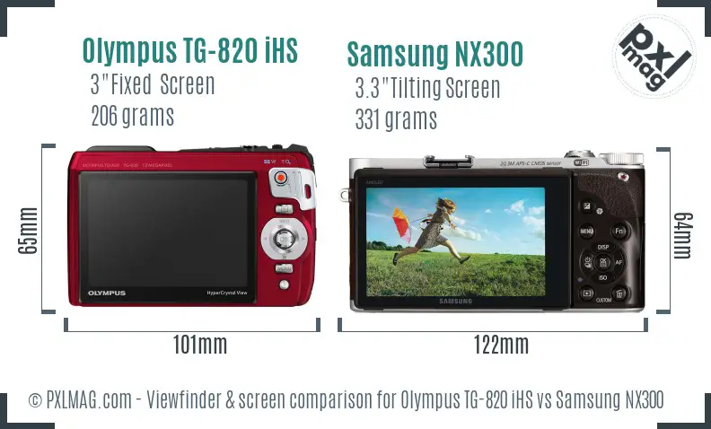 Olympus TG-820 iHS vs Samsung NX300 Screen and Viewfinder comparison