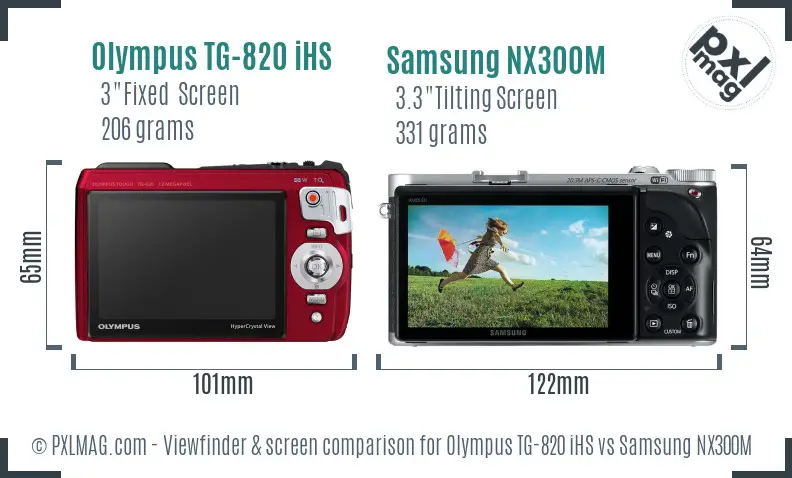 Olympus TG-820 iHS vs Samsung NX300M Screen and Viewfinder comparison