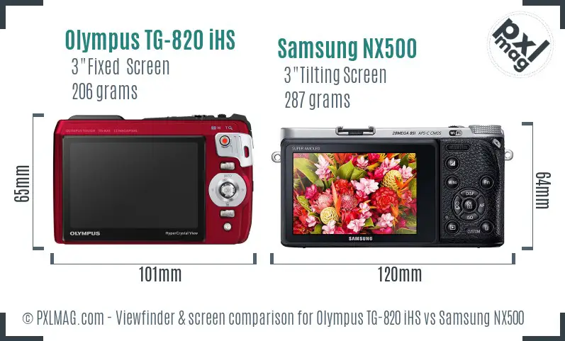 Olympus TG-820 iHS vs Samsung NX500 Screen and Viewfinder comparison