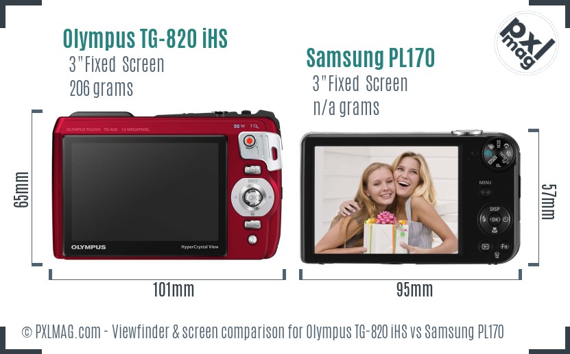 Olympus TG-820 iHS vs Samsung PL170 Screen and Viewfinder comparison