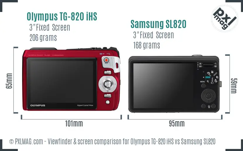 Olympus TG-820 iHS vs Samsung SL820 Screen and Viewfinder comparison
