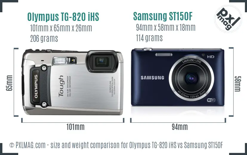 Olympus TG-820 iHS vs Samsung ST150F size comparison
