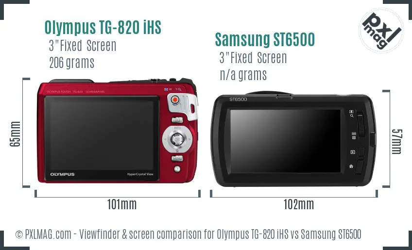 Olympus TG-820 iHS vs Samsung ST6500 Screen and Viewfinder comparison