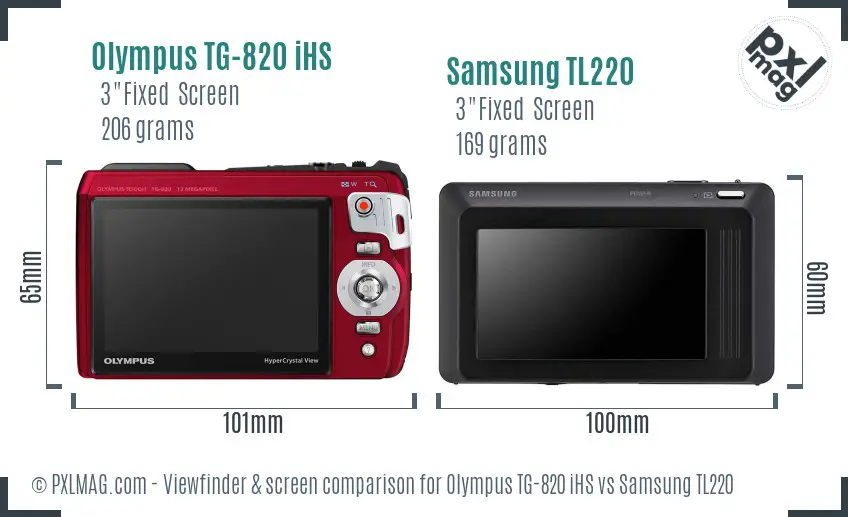 Olympus TG-820 iHS vs Samsung TL220 Screen and Viewfinder comparison Olympus TG-820 iHS vs Samsung TL220 Screen and Viewfinder comparison