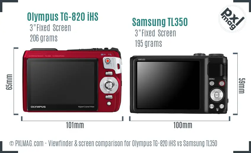 Olympus TG-820 iHS vs Samsung TL350 Screen and Viewfinder comparison