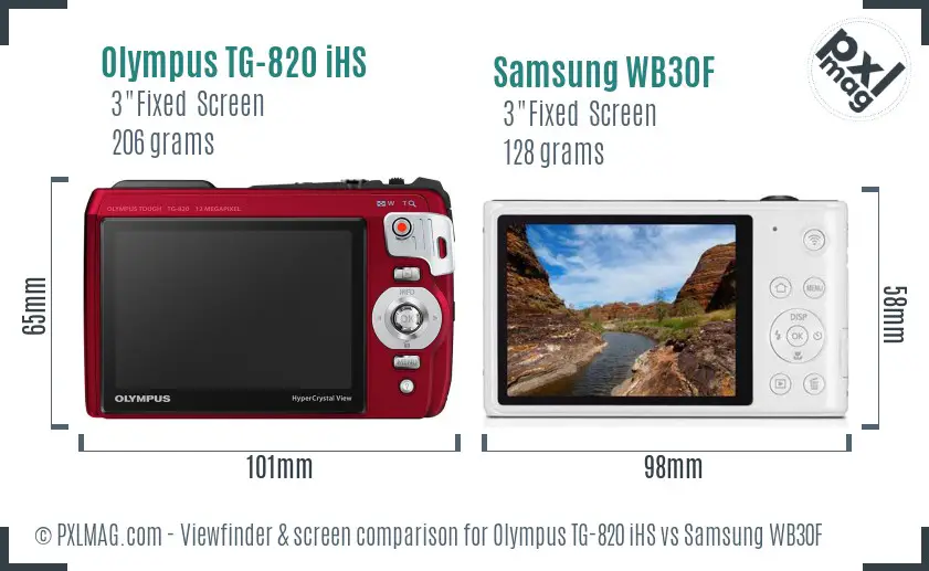 Olympus TG-820 iHS vs Samsung WB30F Screen and Viewfinder comparison