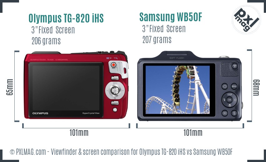 Olympus TG-820 iHS vs Samsung WB50F Screen and Viewfinder comparison