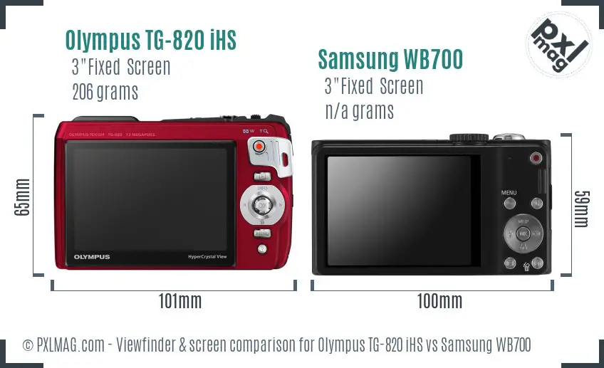 Olympus TG-820 iHS vs Samsung WB700 Screen and Viewfinder comparison