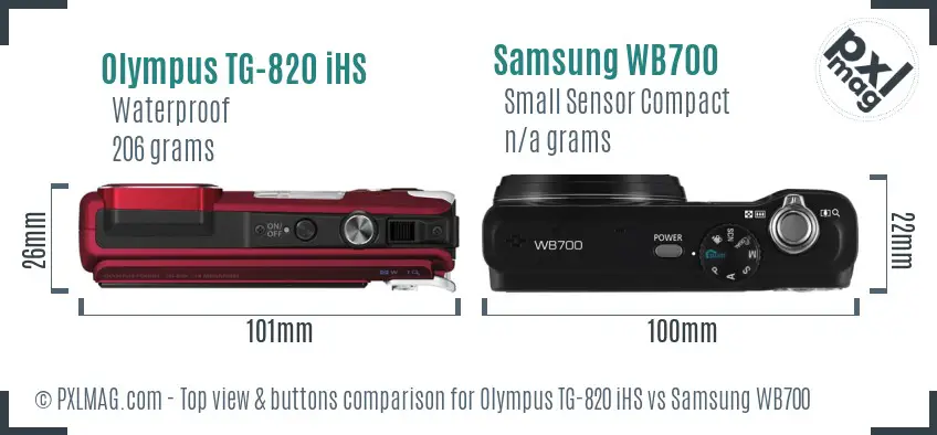 Olympus TG-820 iHS vs Samsung WB700 top view buttons comparison