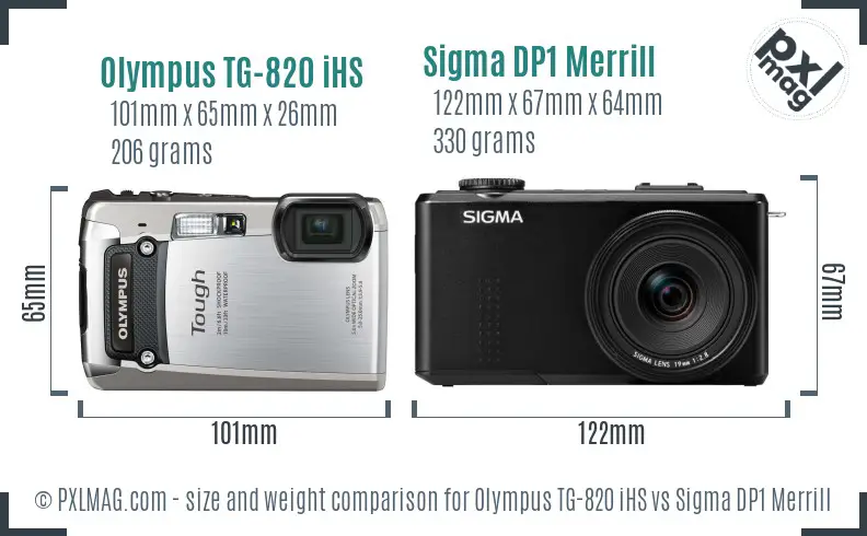 Olympus TG-820 iHS vs Sigma DP1 Merrill size comparison Olympus TG-820 iHS vs Sigma DP1 Merrill size comparison