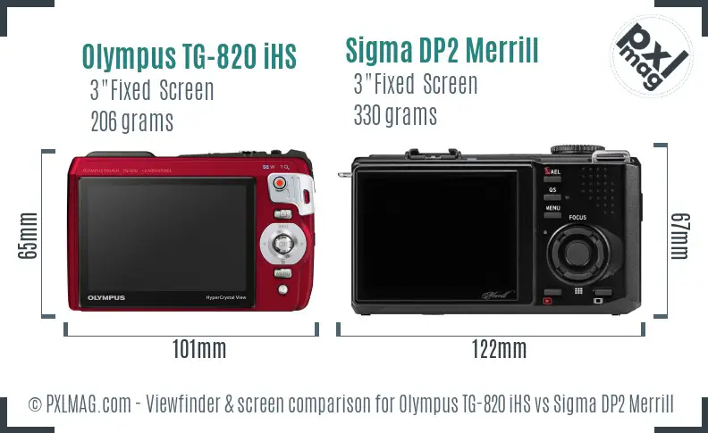 Olympus TG-820 iHS vs Sigma DP2 Merrill Screen and Viewfinder comparison