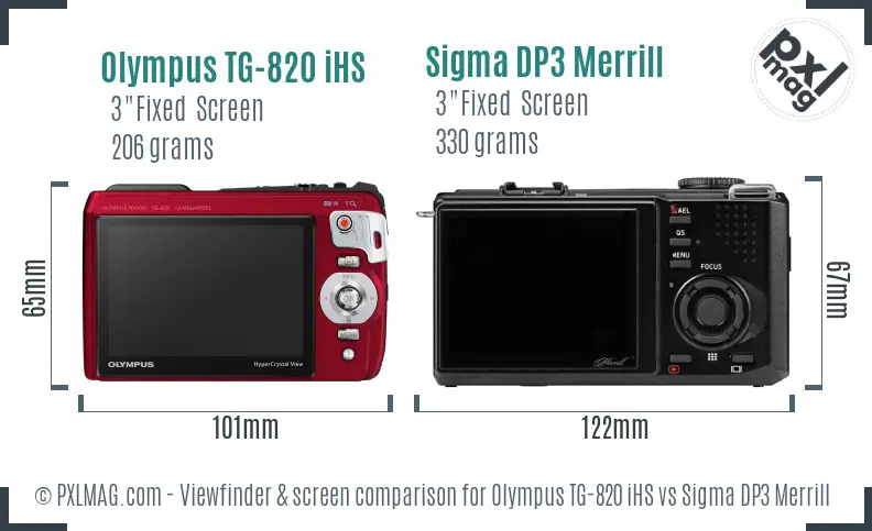 Olympus TG-820 iHS vs Sigma DP3 Merrill Screen and Viewfinder comparison