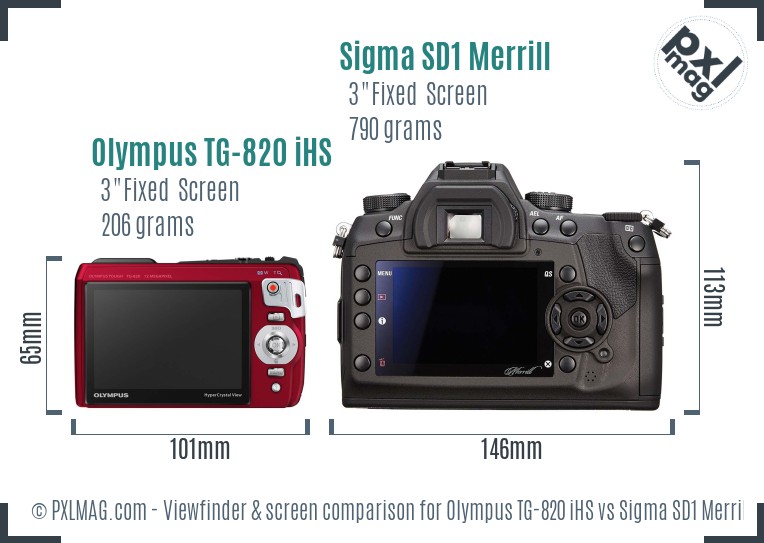 Olympus TG-820 iHS vs Sigma SD1 Merrill Screen and Viewfinder comparison
