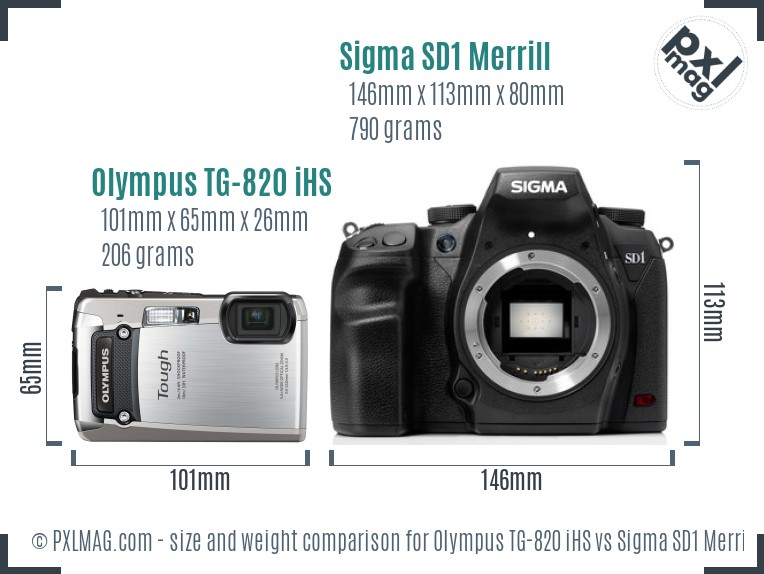 Olympus TG-820 iHS vs Sigma SD1 Merrill size comparison