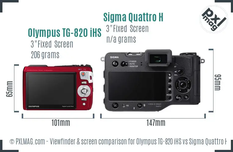 Olympus TG-820 iHS vs Sigma Quattro H Screen and Viewfinder comparison